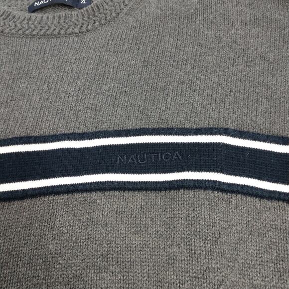 Nautica Classic Grey Sweater with Chest Stripe XL - Picture 7 of 10